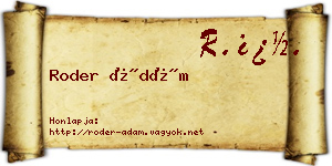 Roder Ádám névjegykártya