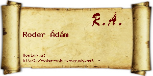Roder Ádám névjegykártya